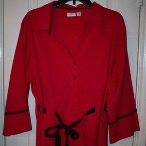 Red shirt with black ribbon